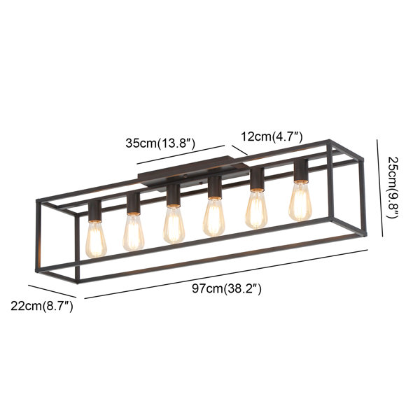 Industrial Flush Mount Ceiling Light - Rustic 3-Light Farmhouse Fixture With Rotatable Frames